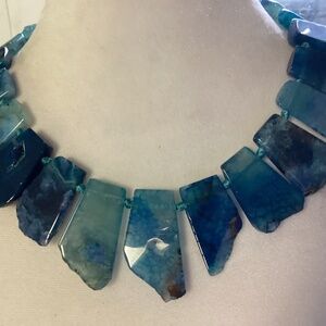 Iris and Lilly genuine Stone necklace incredible beautiful blues 925 sterling